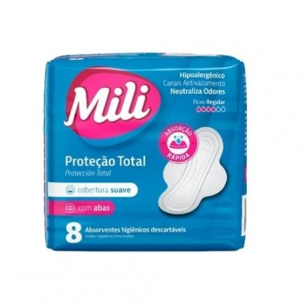 ABSORVENTE MILI PROTECAO TOTAL SUAVE COM ABAS C/8