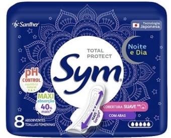 ABSORVENTE SYM COB.SUAVE DIA E NOITE C/ABAS C/8