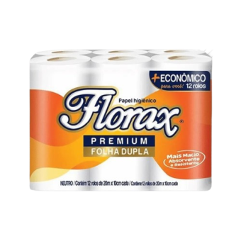 PAPEL HIGIENICO FLORAX FD 20M C/12