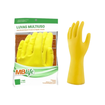 LUVA MBLIFE LATEX AMARELA G