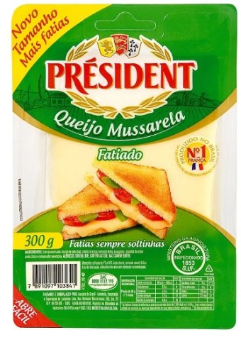 QUEIJO MUSSARELA FATIADO PRESIDENT 300G