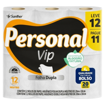 PAPEL HIGIÊNICO PERSONAL VIP 20M C/12