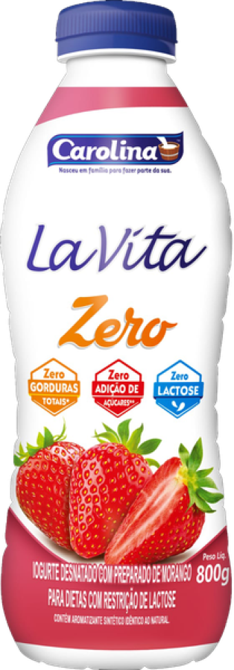 IOGURTE ZERO LACTOSE LA VITA CAROLINA MORANGO GARRAFA 800G