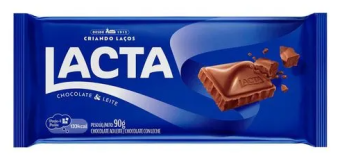 CHOCOLATE EM BARRA LACTA AO LEITE 90G