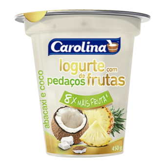 IOGURTE PEDACOS COPO CAROLINA ABACAXI E COCO 450G