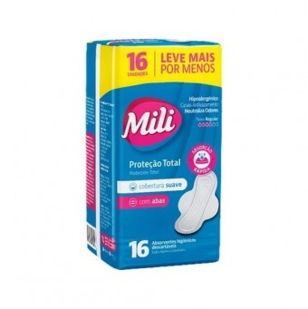 ABSORVENTE MILI PROTECAO TOTAL SUAVE COM ABAS C/16