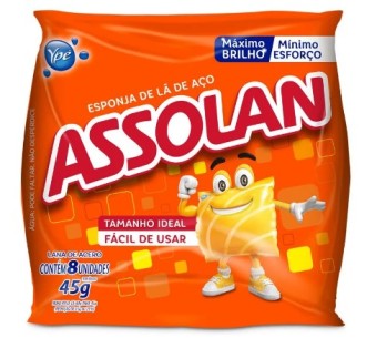 ESPONJA DE LÃ DE AÇO ASSOLAN C/8