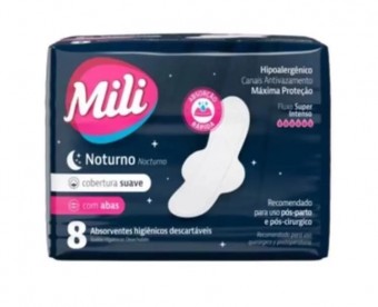 ABSORVETE MILI NOTURNO SUAVE COM ABAS C/8